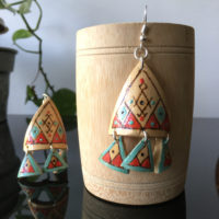 Boucles d'oreilles amazigh bleu ciel triangle en bois