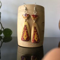 Boucles d'oreilles chaoui rouge en bois