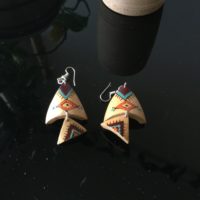 Boucles d'oreilles poisson tunisien triangle en bois